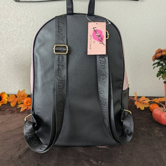 Betsy Johnson LUV Betsey Pink/Black LBADLEY Large Backpack - NWT - Picture 5 of 11